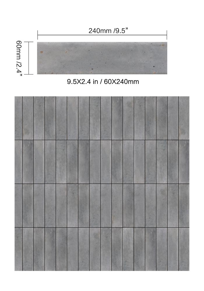 2.4" x 9.5" Atmosphere Mercury $14.99/sqft 5.44sf./box