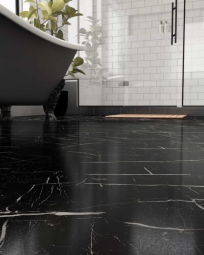 12"x24" Nero Marquina Vinyl Tile (pad attached) $3.99/sf 20.03 sf/box