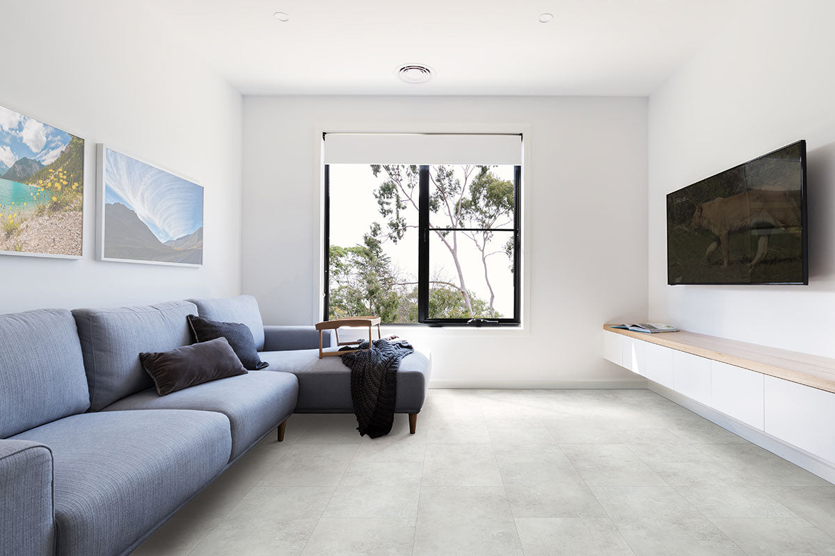 12"x24" Mountain Gray Vinyl Tile (pad attached) $3.69/sf 19.37 sf/box