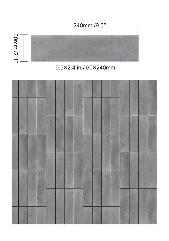 2.4" x 9.5" Atmosphere Mercury $14.99/sqft 5.44sf./box