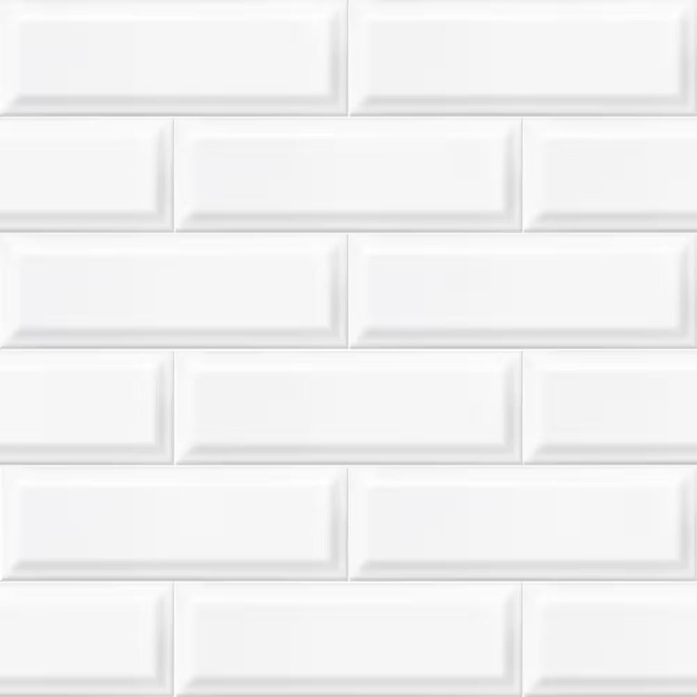 4" x 16" Bright White Beveled Ceramic Wall Tile $2.99/sf 10.75 sf/box