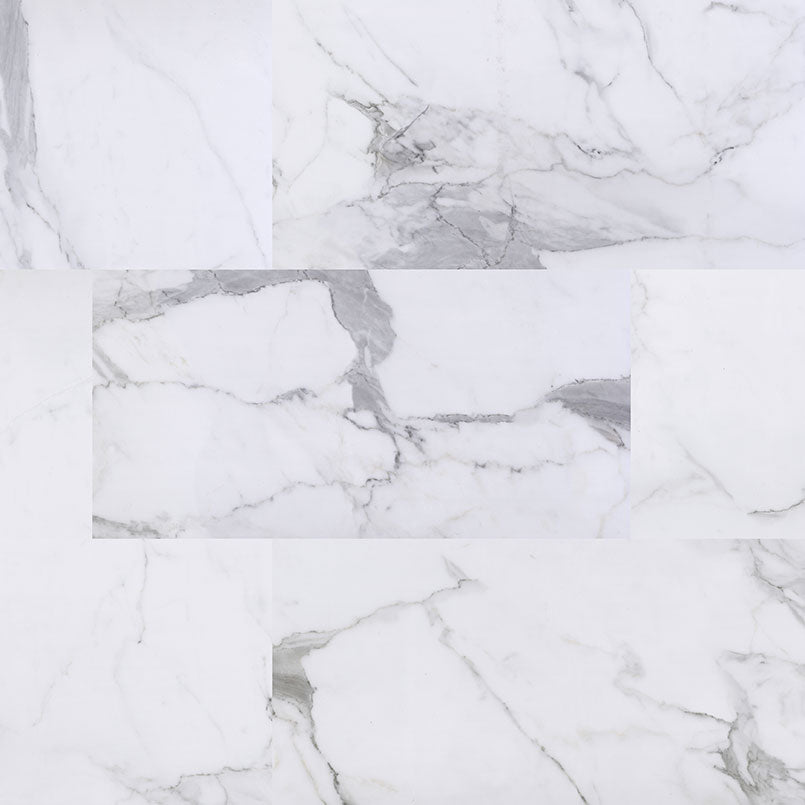 12"x24" Calacatta Legend Vinyl Tile (pad attached) $3.69/sf 19.38 sf/box