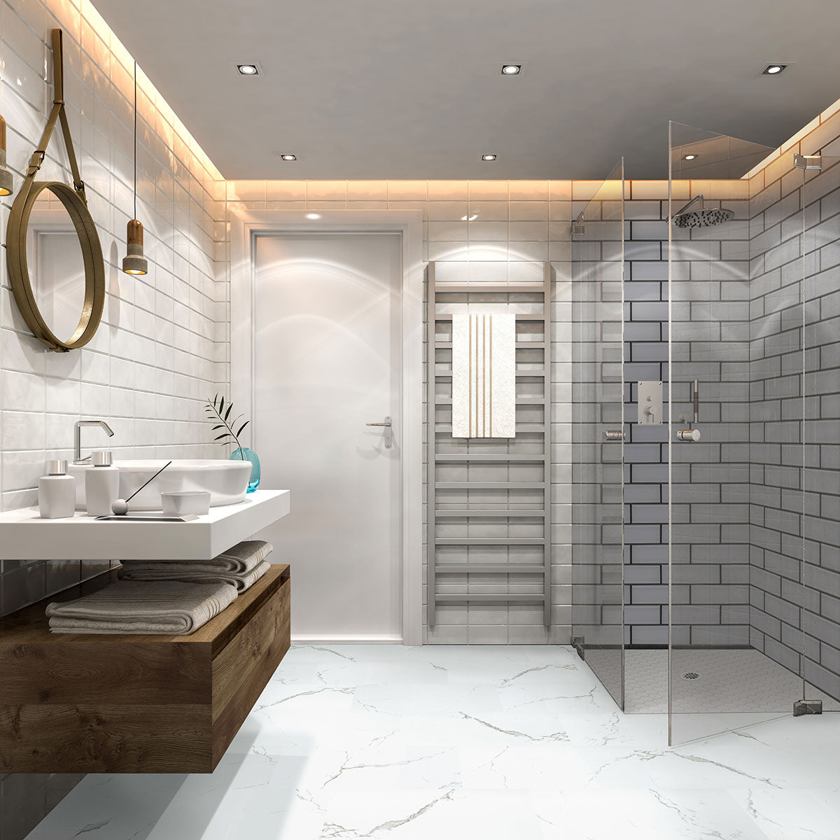 12"x24" Calacatta Serra Vinyl Tile (pad attached) $3.69/sf 19.38 sf/box