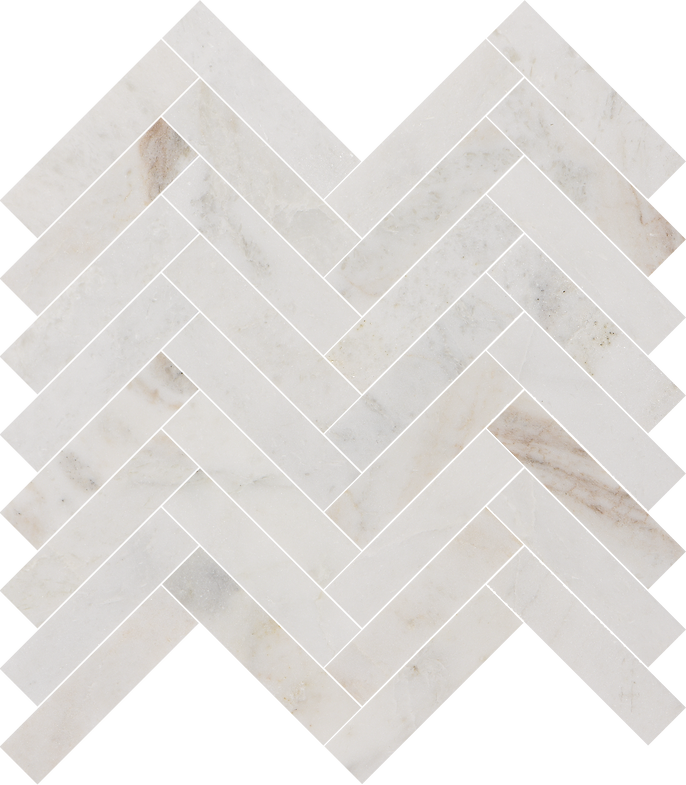 Valentine Bianco 1" x 4" Herringbone Marble  $29.99/sqf