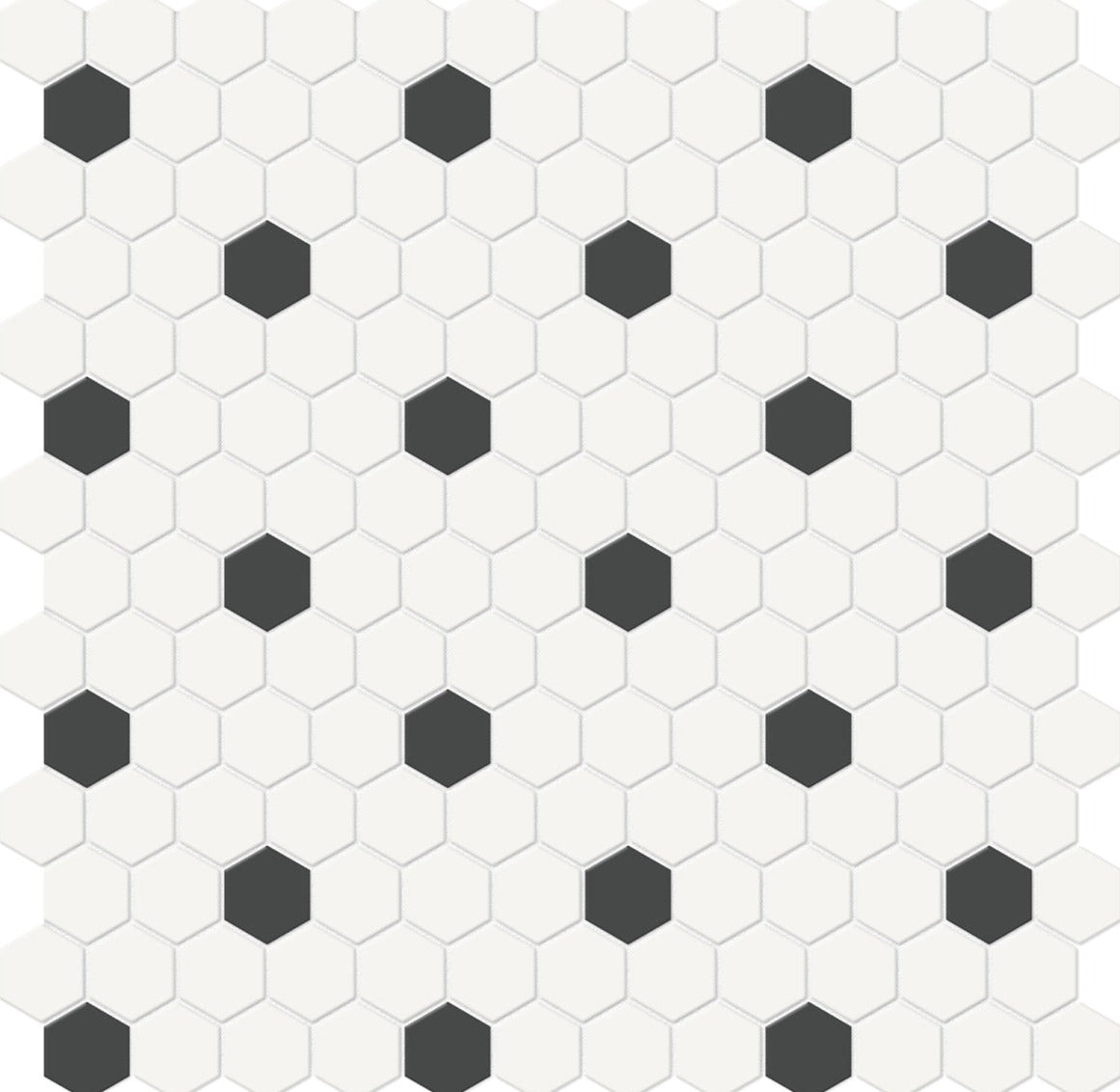 Hex Collection- 1'' Soho Canvas White W/ Retro Black $5.99/sqf