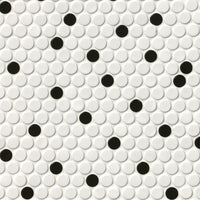 White & Black Glossy Penny Round - Backsplash