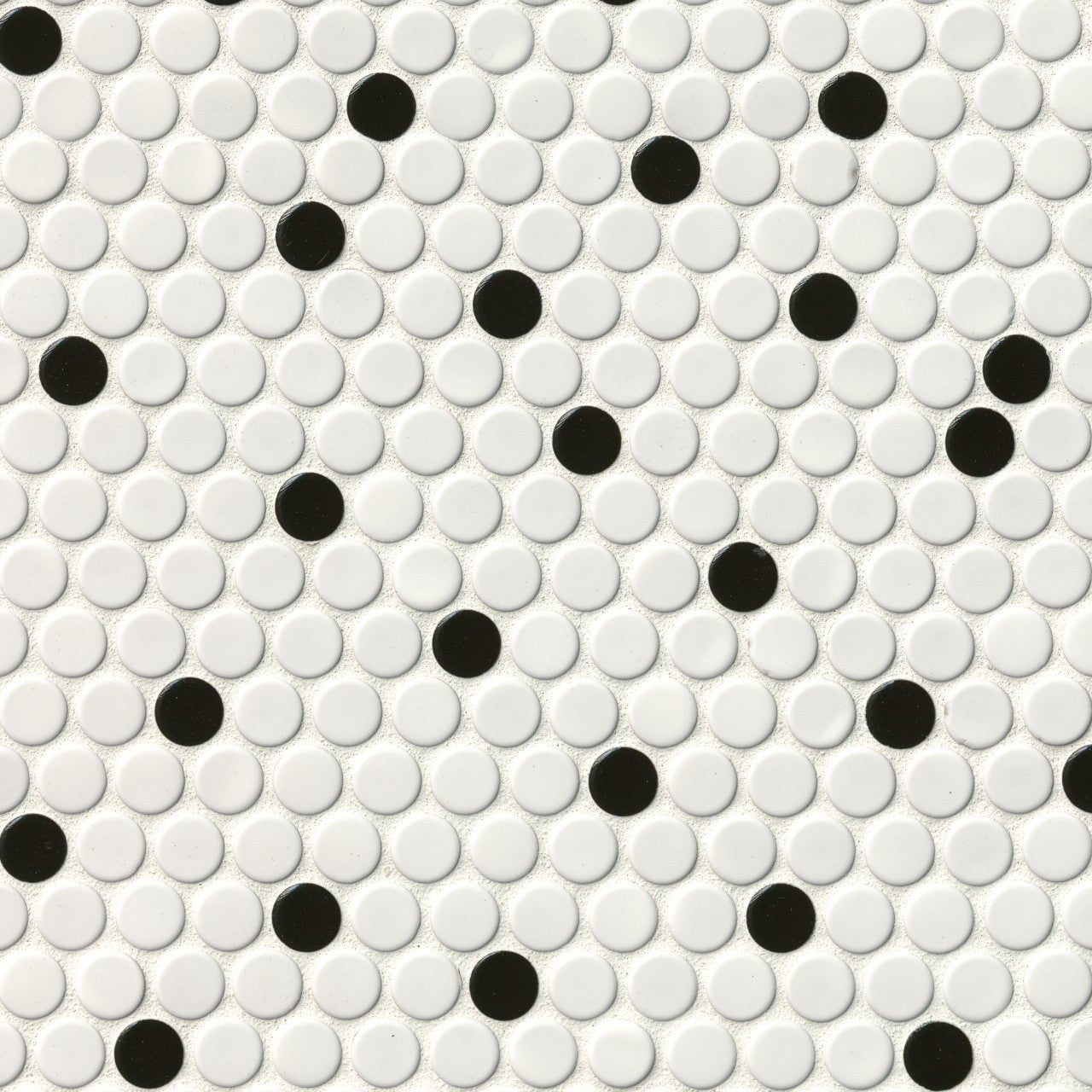 White & Black Glossy Penny Round - Backsplash