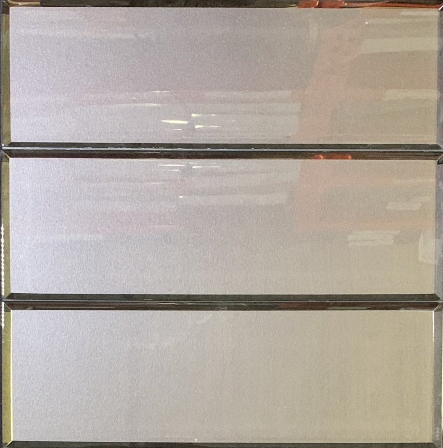 Metallic Grey Bevel 4” x 12” Glass Tile